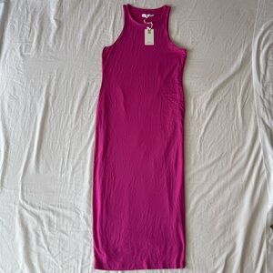 Good American Hawaiian Pink Bodycon Tank Midi Dress Size 3 Large